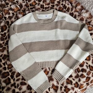 Garage Beige and Cream Striped Sweater